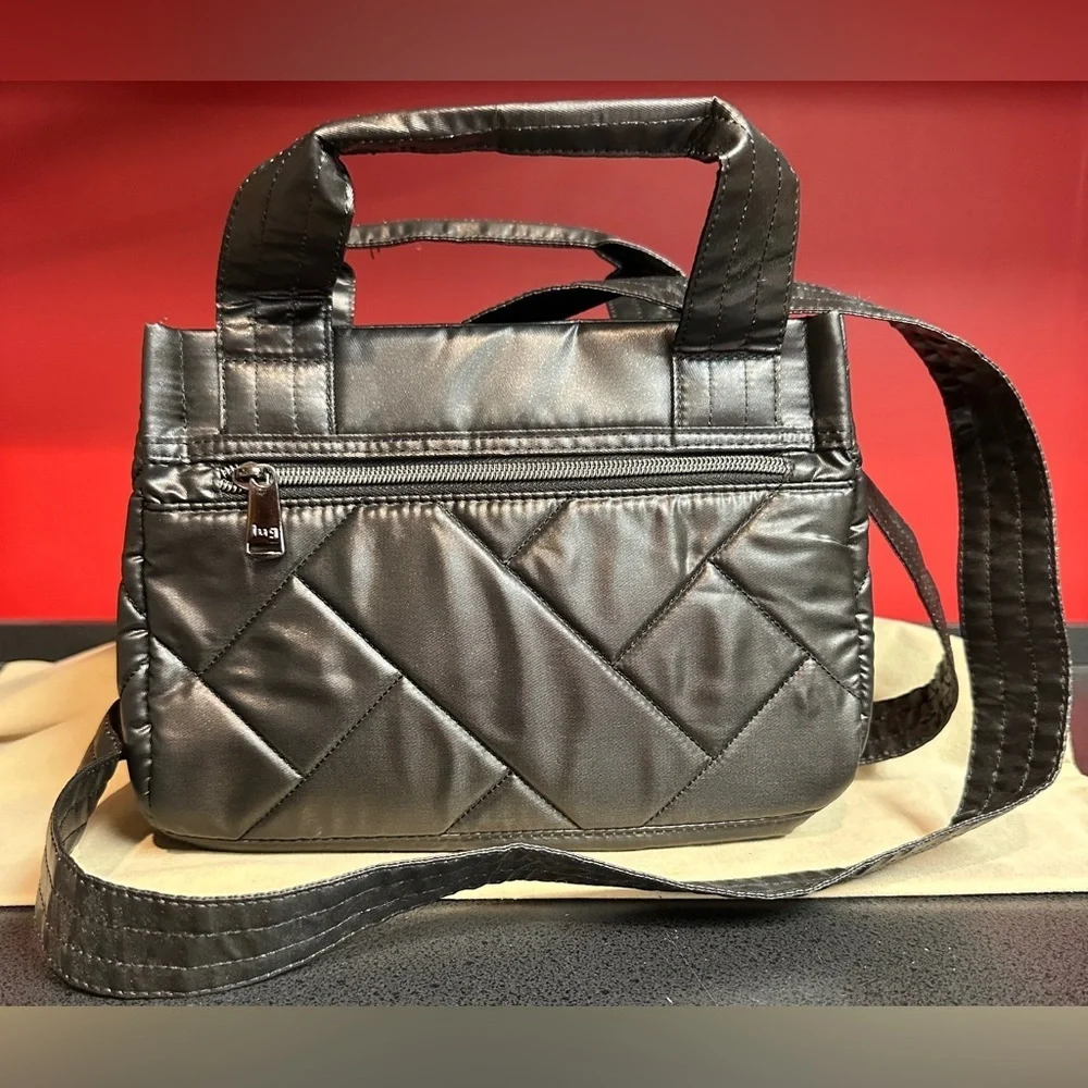 Lug NWOT Dual Handle Jitterbug Crossbody Tote Black Metallic Multiple Pockets